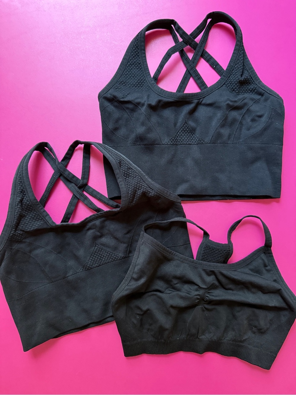 ZELLA Set of 3 Sports Bras Bralettes Black Strappy Unpadded Size XS Size X-Small